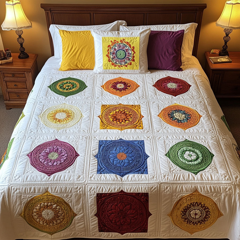 Chakra Bloom 3-Piece Quilted Bedding Set - Single (59" x 70")