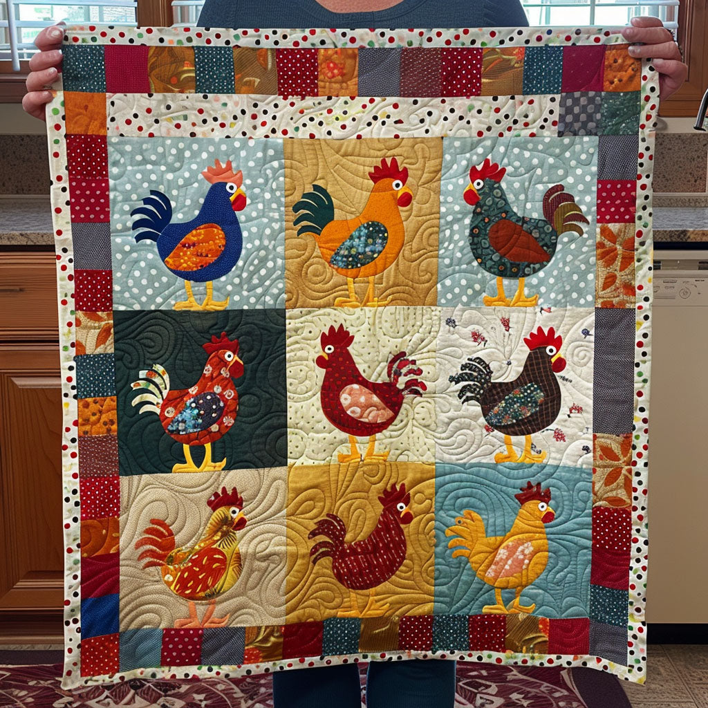 Charming Chicken Dots Quilted Blanket - Throw (55" x 60")
