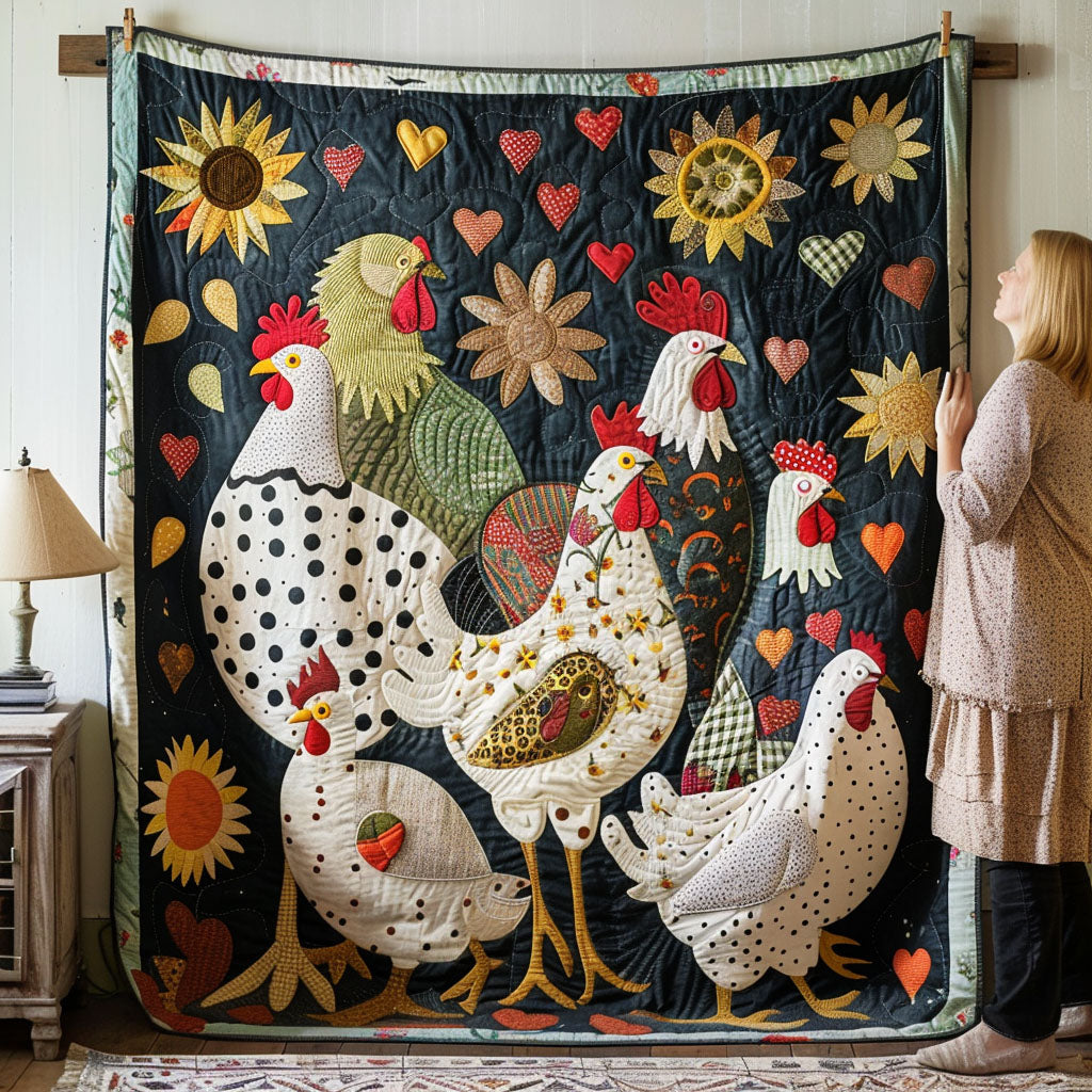 Charming Chickens Quilted Blanket - Throw (55" x 60")