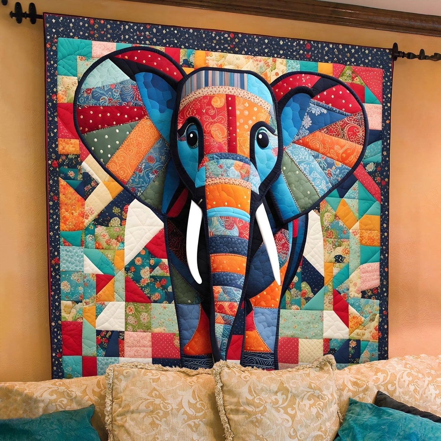 Charming Elephant Quilted Blanket - Throw (55" x 60")