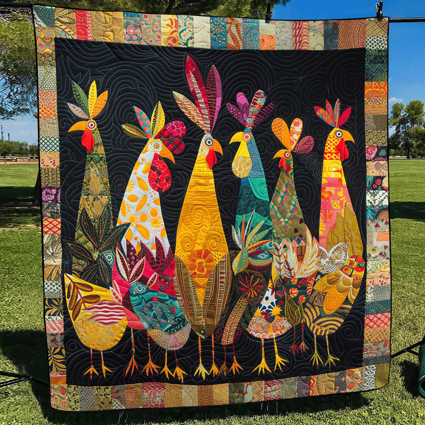 Charming Rooster Quilted Blanket - Throw (55" x 60")
