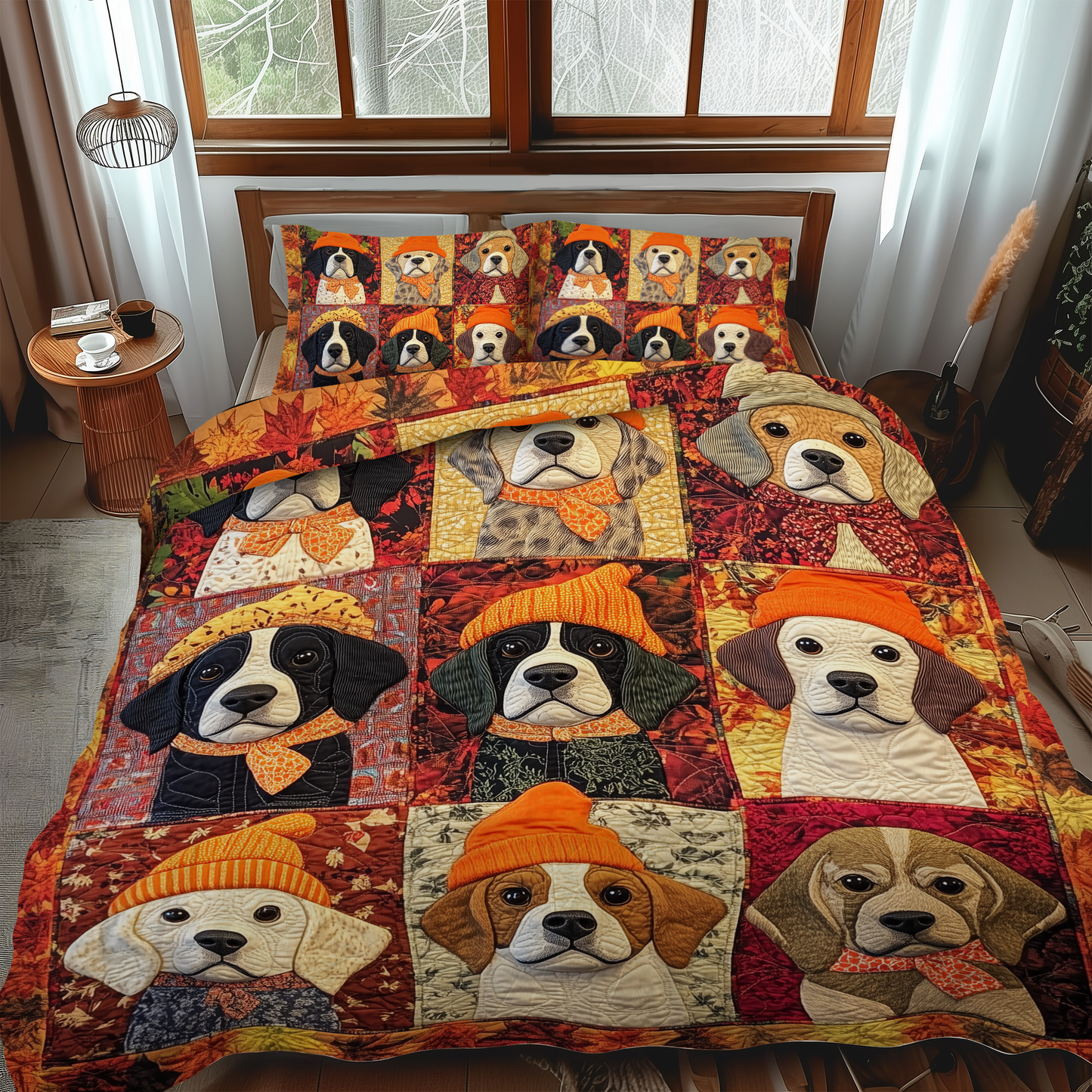 Charming Beagle 3-Piece Quilted Bedding Set - Single (59" x 70")