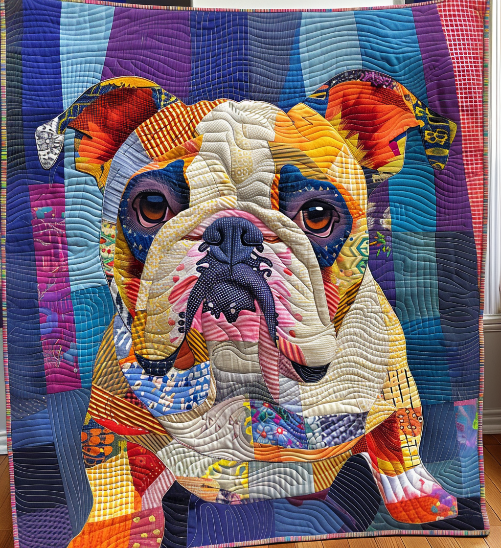 Charming Bulldog Dreams Quilted Blanket - Throw (55" x 60")