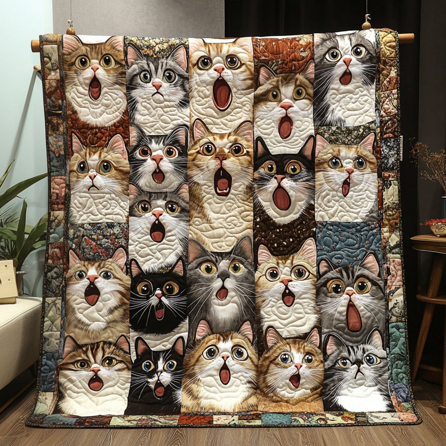 Charming Cats Quilted Blanket - Throw (55" x 60")