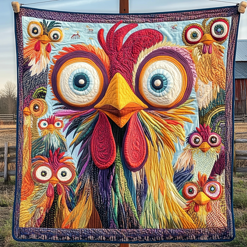 Charming Chickens Quilted Blanket - Throw (55" x 60")