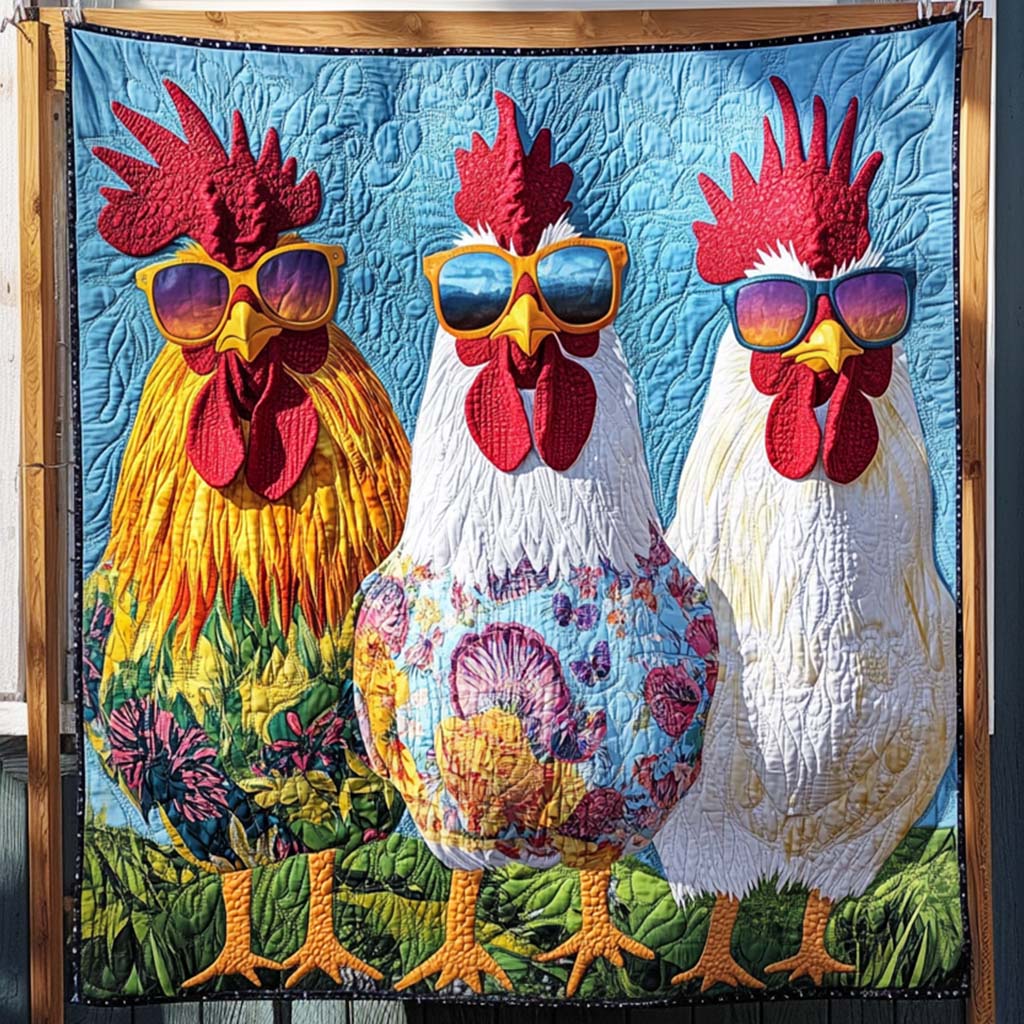 Charming Coop Crew Quilted Blanket - Throw (55" x 60")