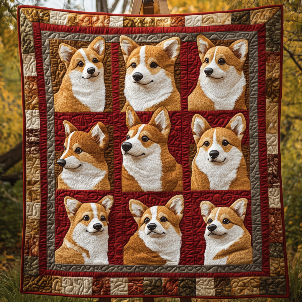 Charming Corgi Smile Quilted Blanket - Throw (55" x 60")