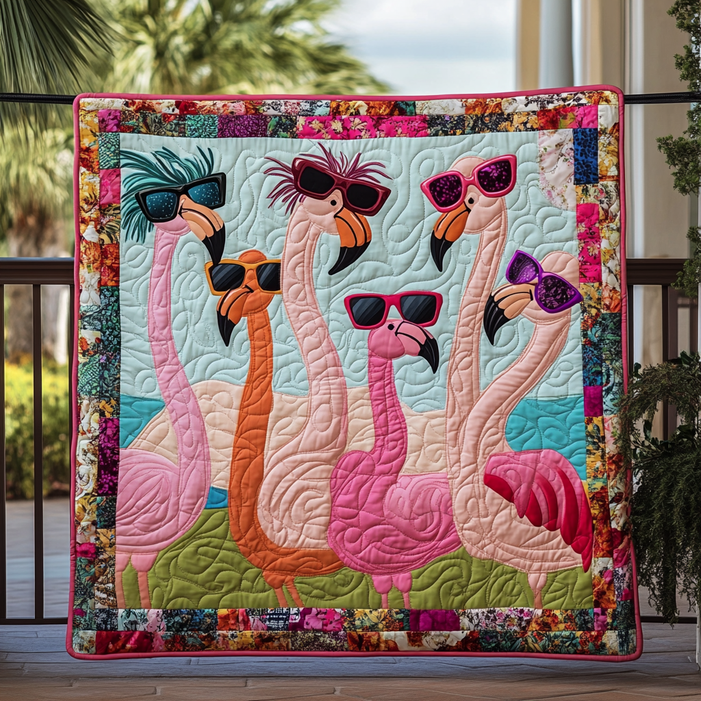 Charming Flamingo Quilted Blanket - Throw (55" x 60")