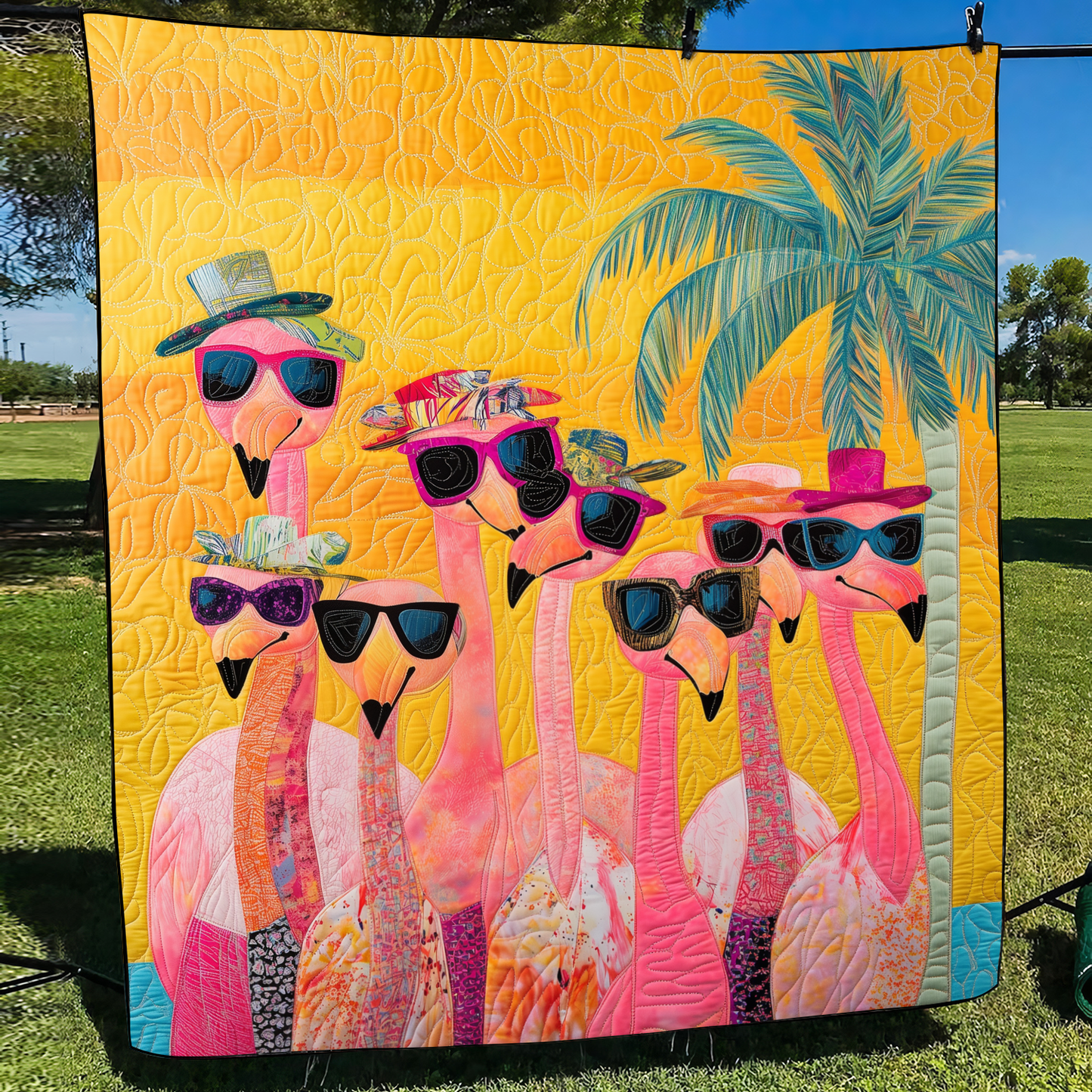 Charming Flamingo Quilted Blanket - Throw (55" x 60")