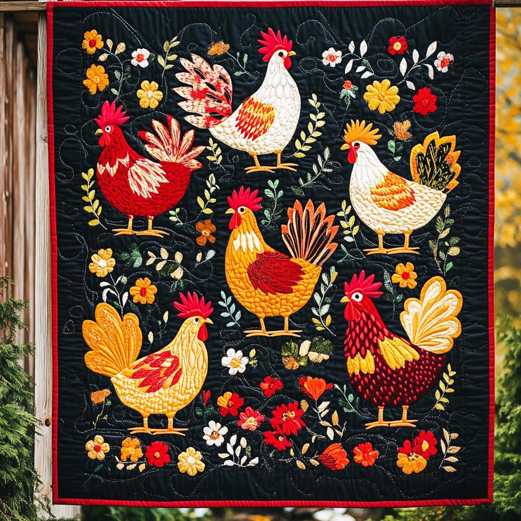 Charming Hens Quilted Blanket - Throw (55" x 60")