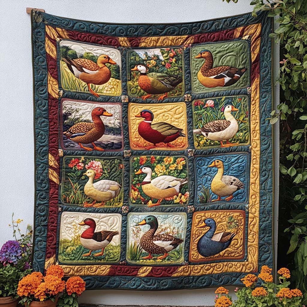 Charming Pond Ducks Quilted Blanket - Baby (30" x 40")