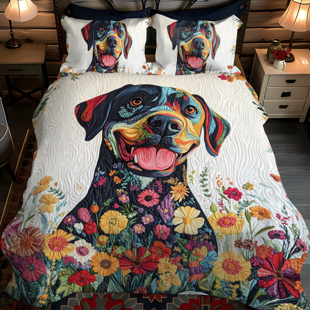 Charming Smiling Labrador 3-Piece Quilted Bedding Set - Single (59" x 70")