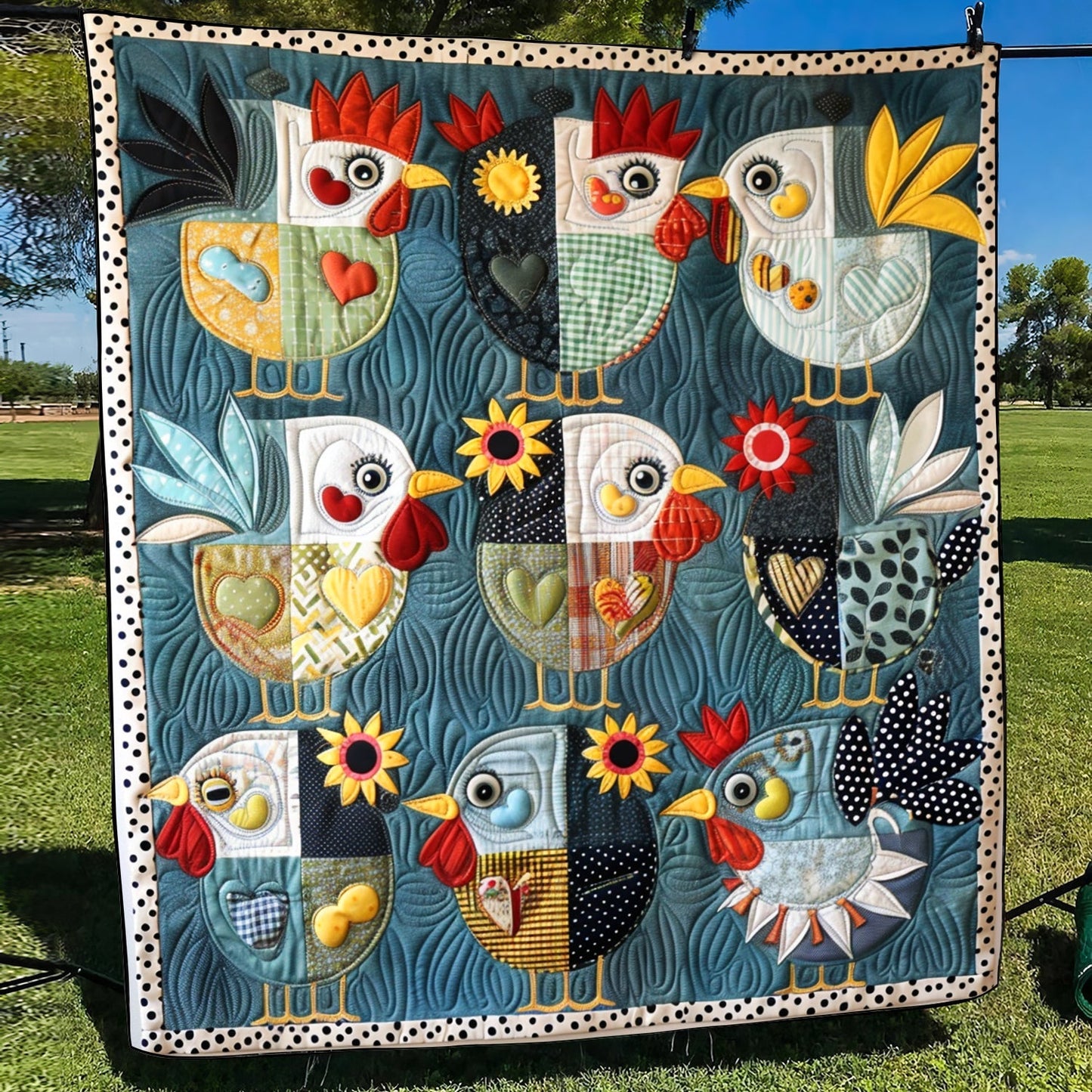 Cheerful Chicks Quilted Blanket - Throw (55" x 60")