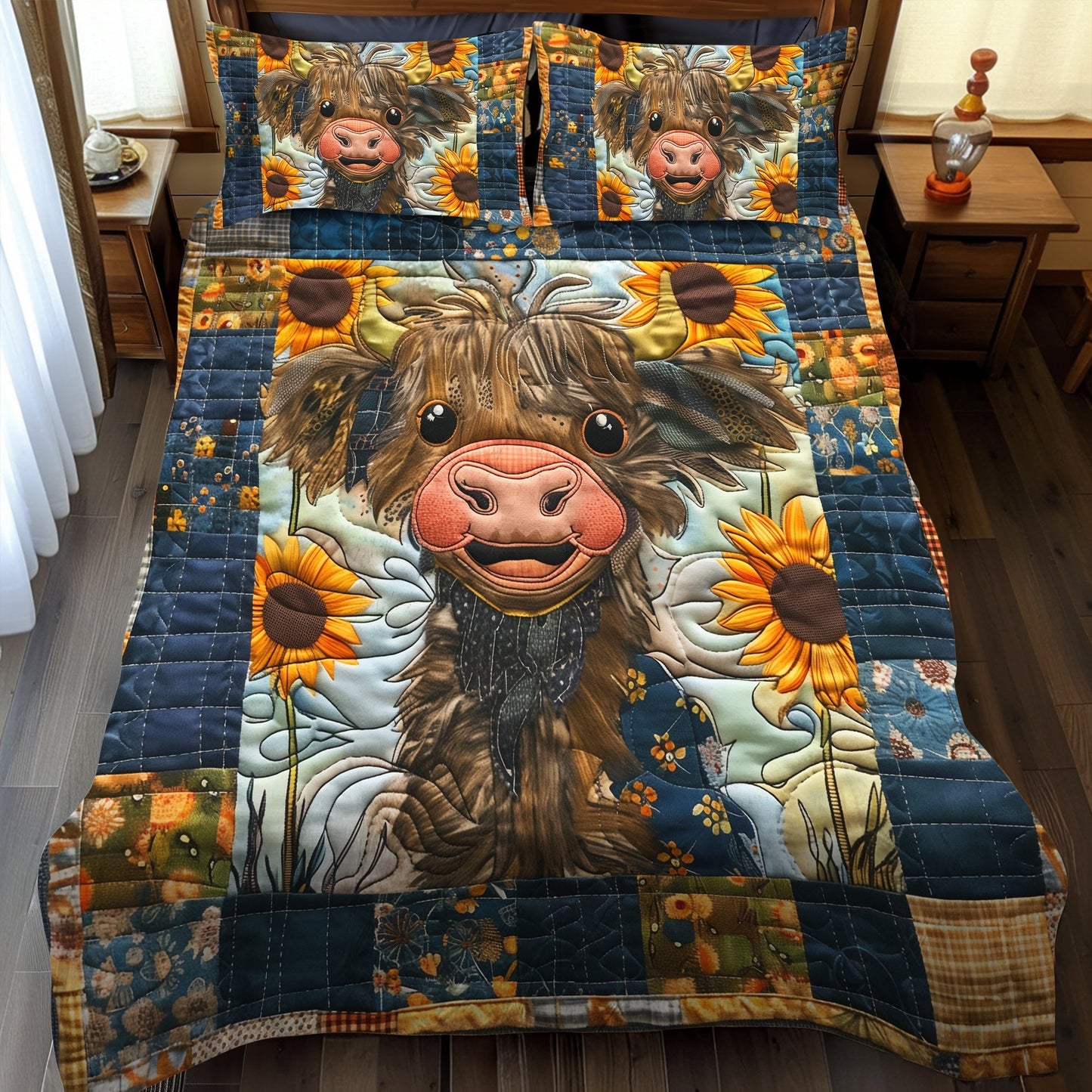 Cheerful Moo-ments 3-Piece Quilted Bedding Set - Single (59" x 70")
