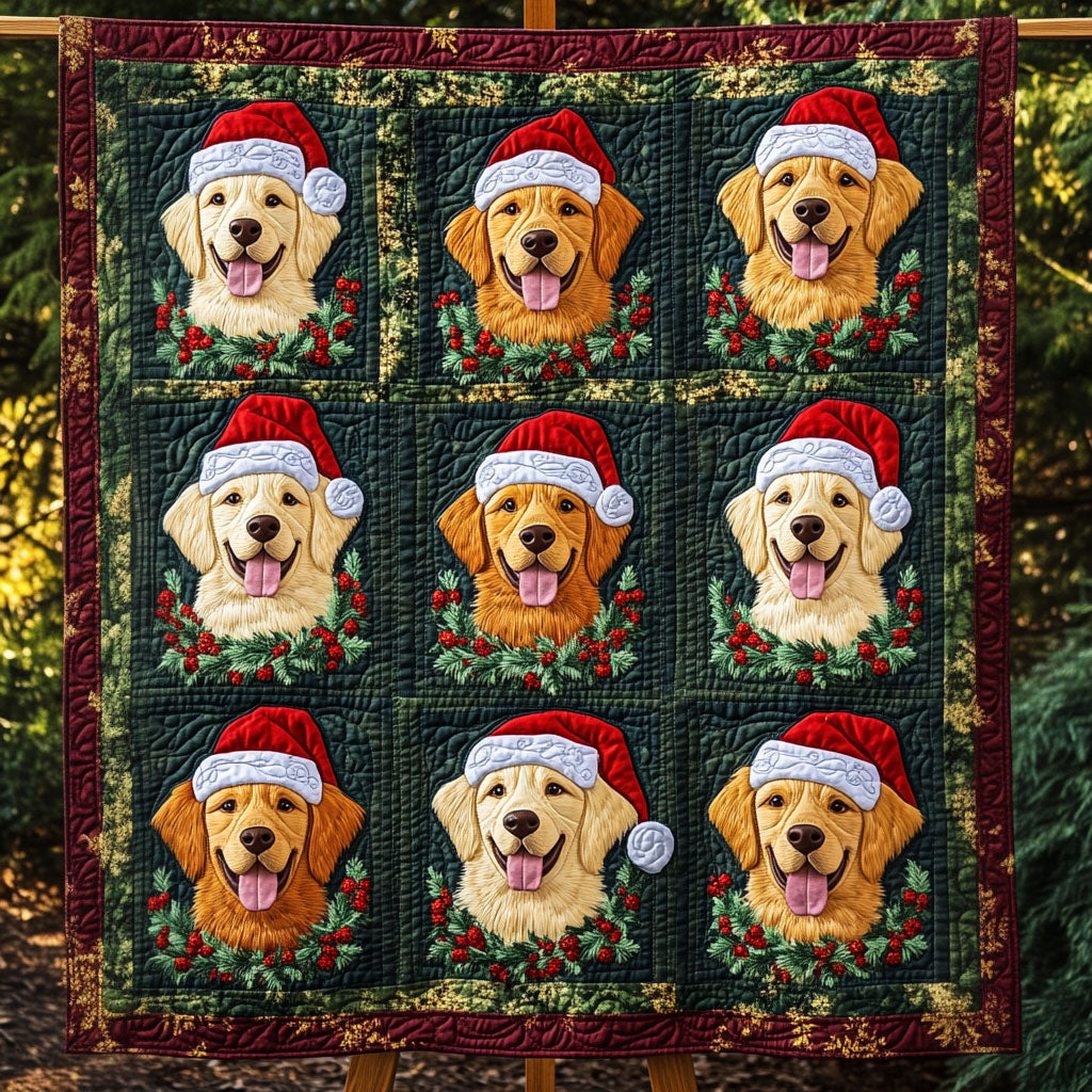 Cheerful Canines Quilted Blanket - Throw (55" x 60")
