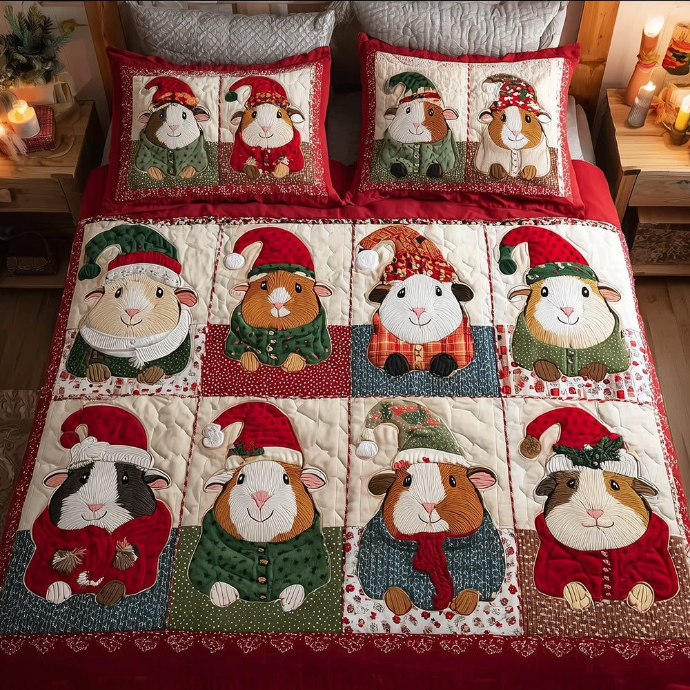 Cheery Guinea Pig 3-Piece Quilted Bedding Set - Single (59" x 70")