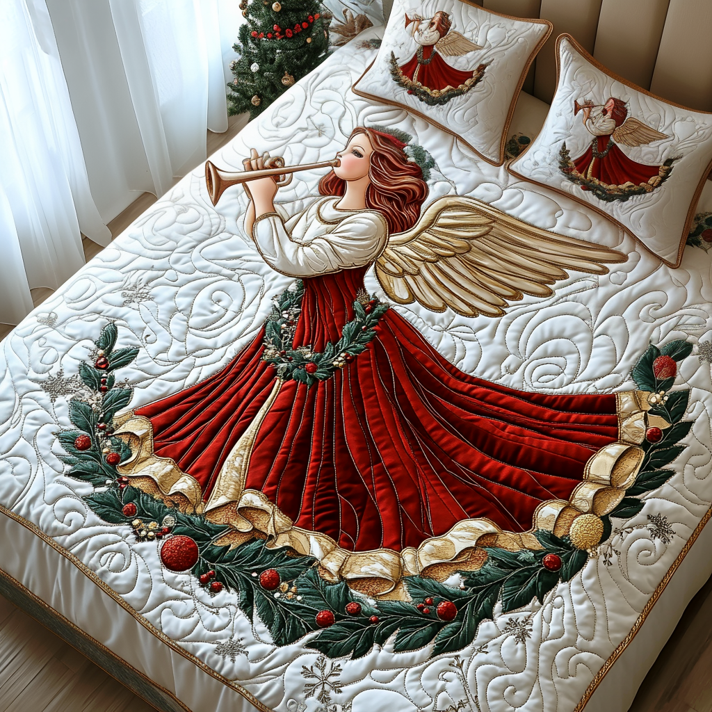 Cherished Christmas Quilted Bedding Set - Single (59" x 70")