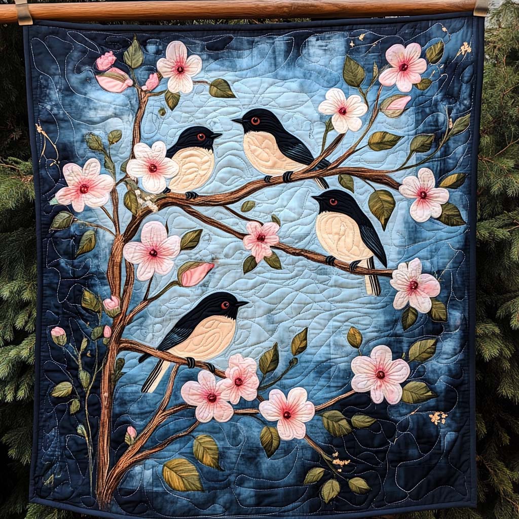 Cherry Blossoms Quilted Blanket - Throw (55" x 60")