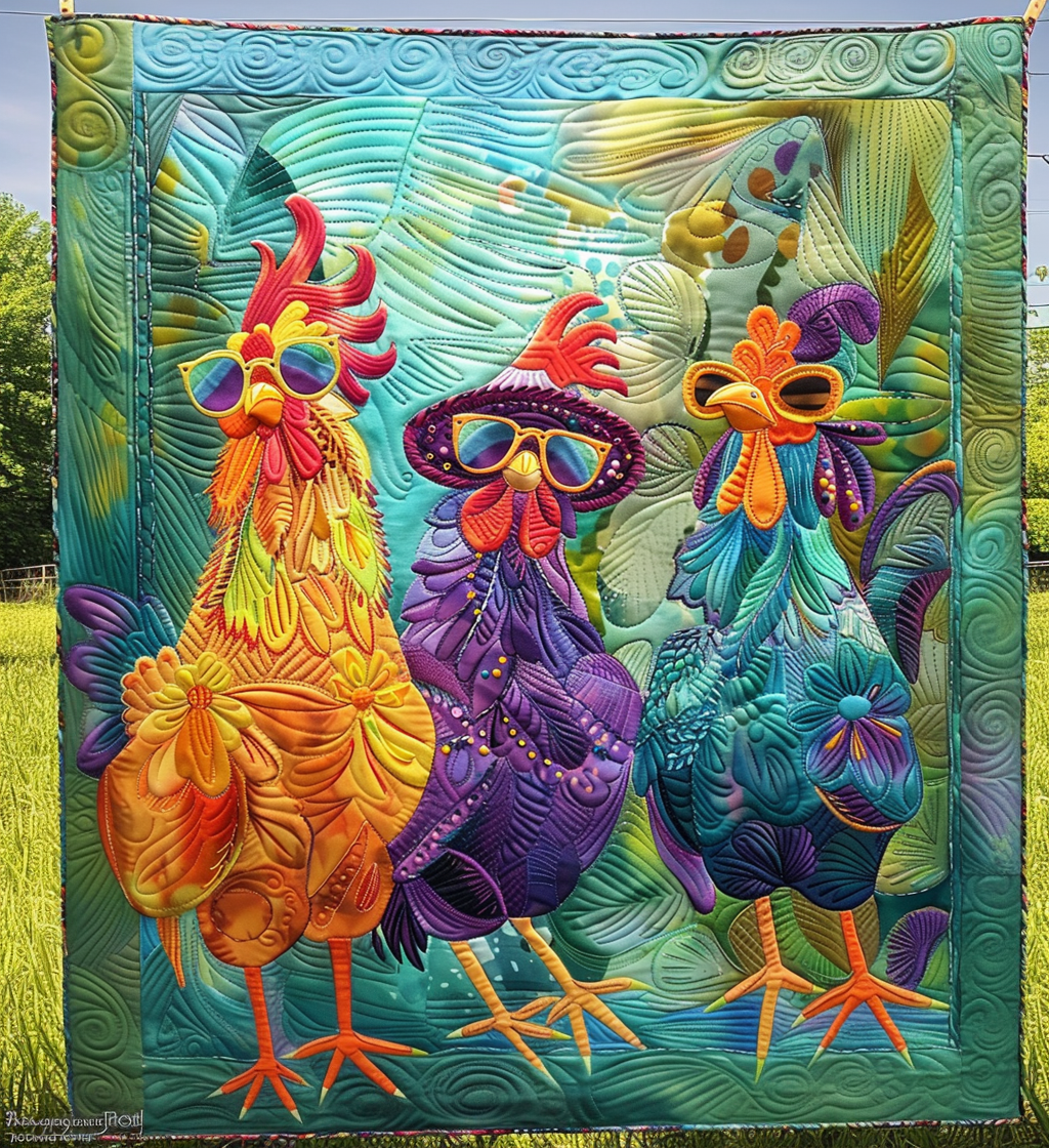 Chic Chicks Quilted Blanket - Throw (55" x 60")