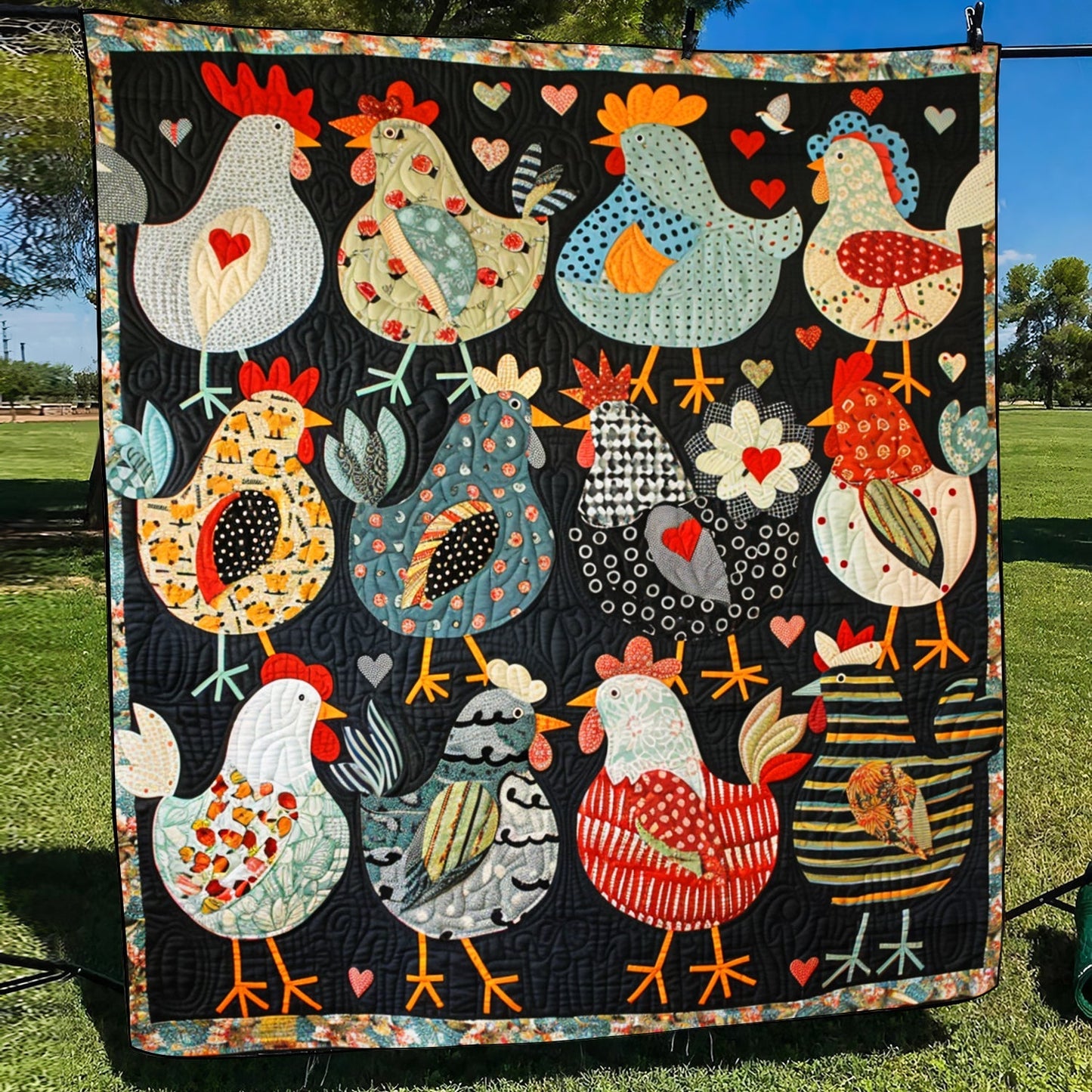 Chicken Paradise Quilted Blanket - Throw (55" x 60")