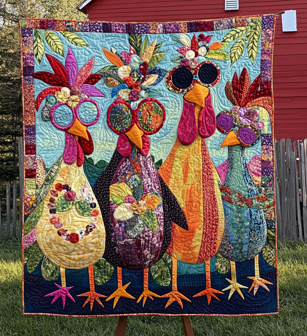 Chicken Coop Colors Quilted Blanket - Throw (55" x 60")