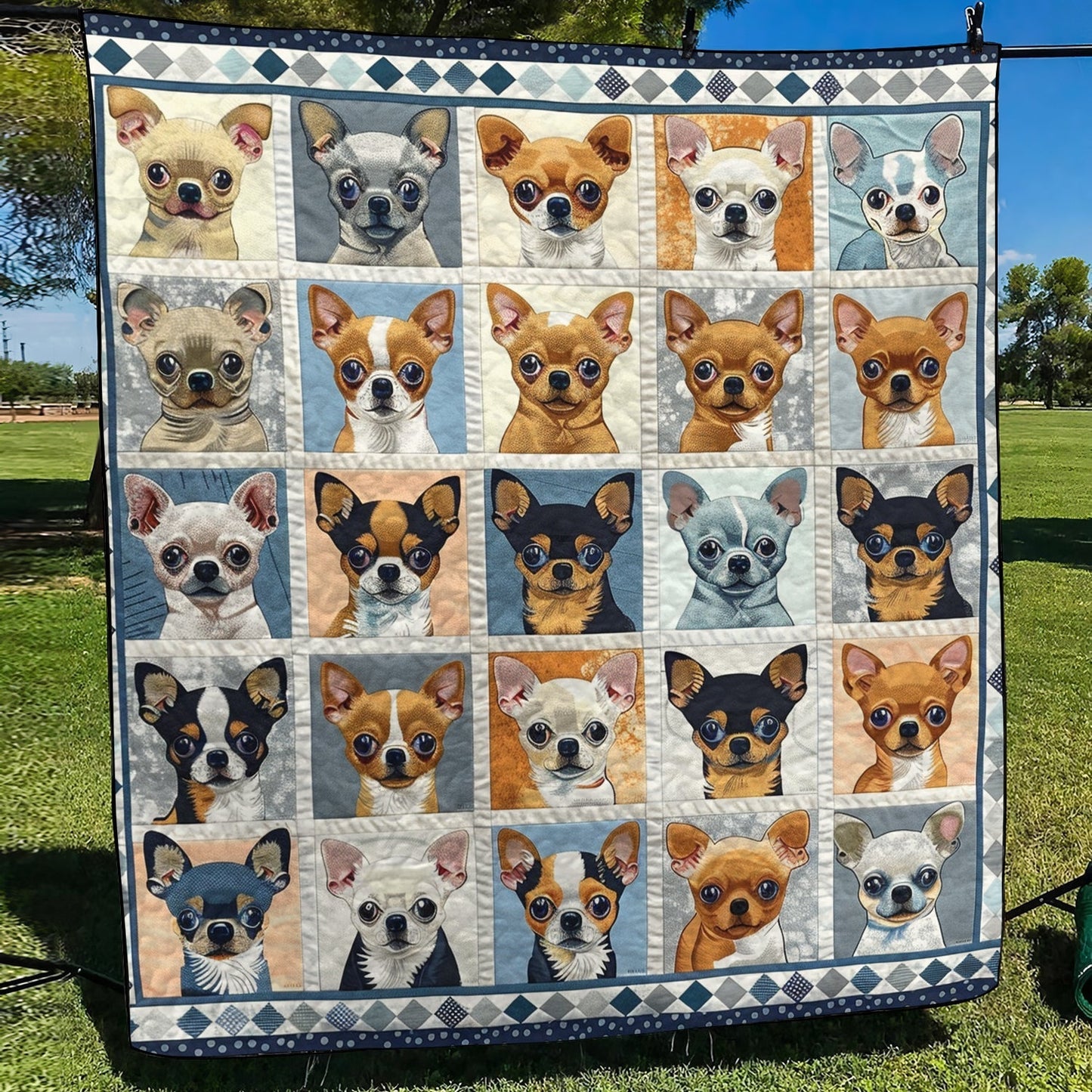Chihuahua Babies Quilted Blanket - Throw (55" x 60")