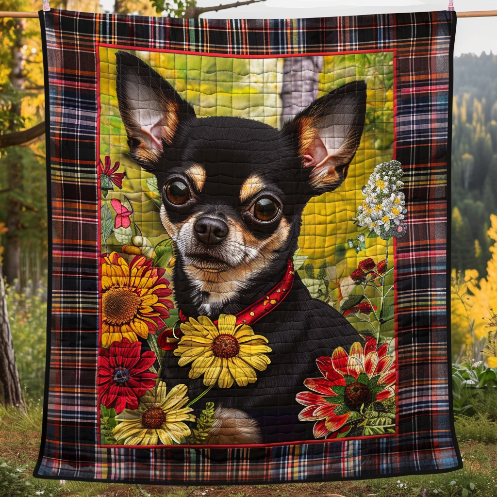 Chihuahua Garden Quilted Blanket - Throw (55" x 60")