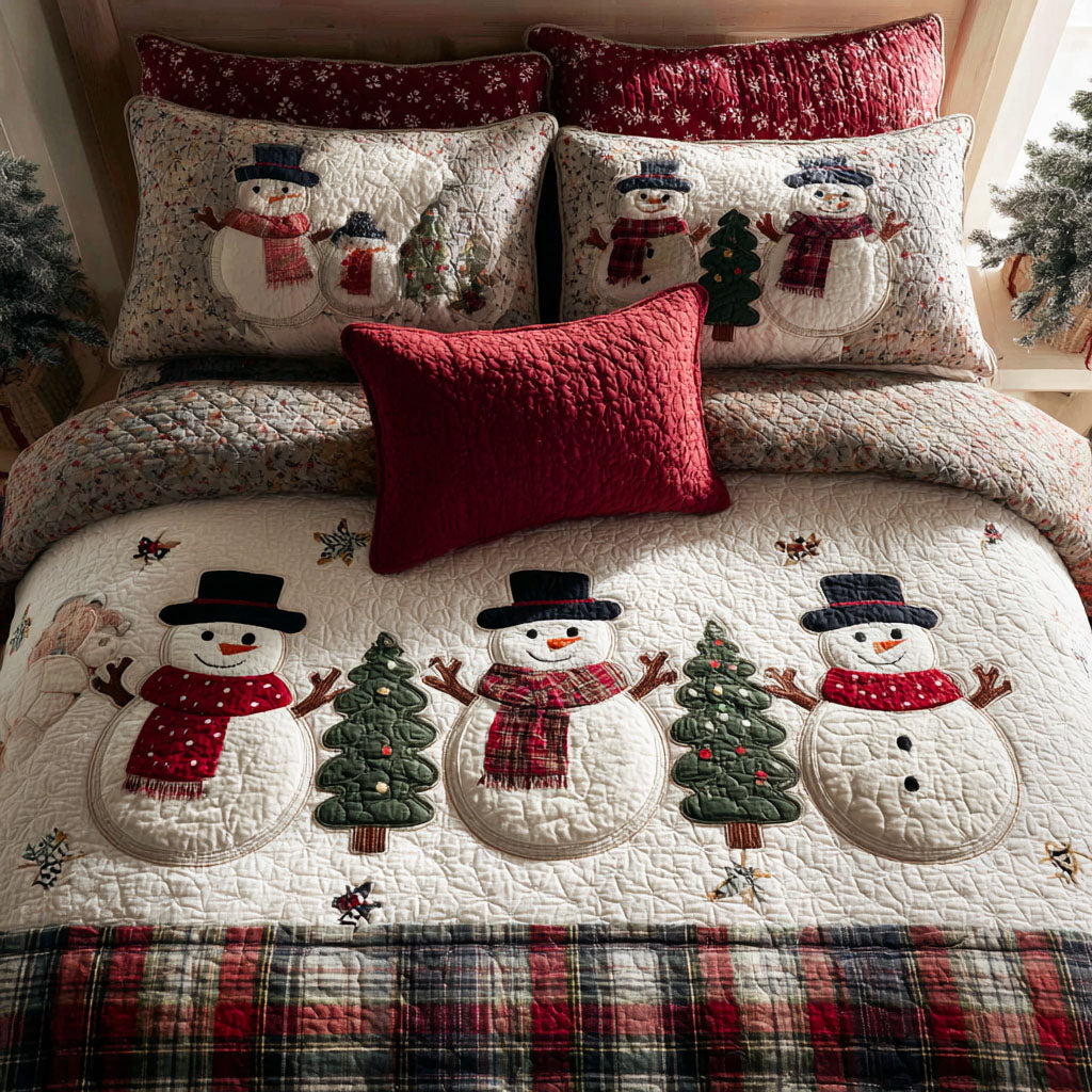 Chilly Smiles 3-Piece Quilted Bedding Set - Single (59" x 70")