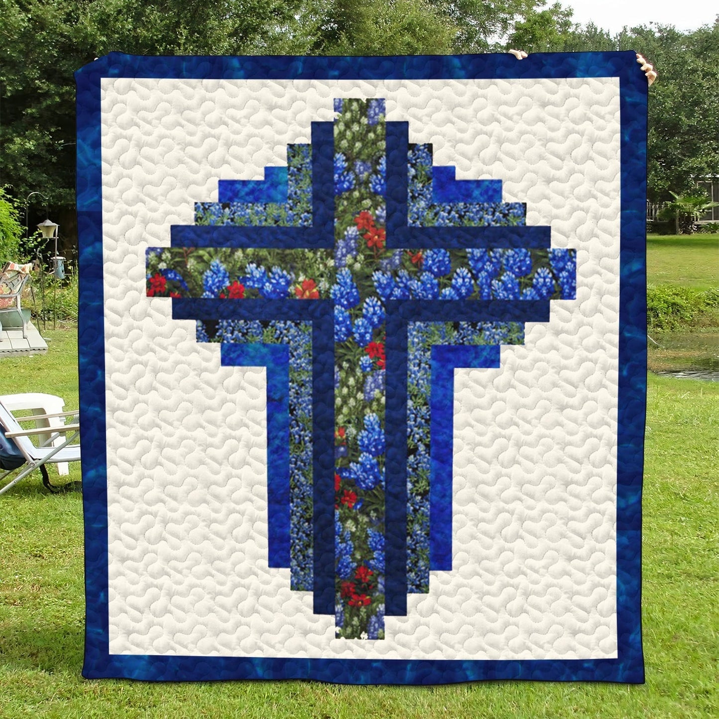 Christian Cross Quilted Blanket - Throw (55" x 60")