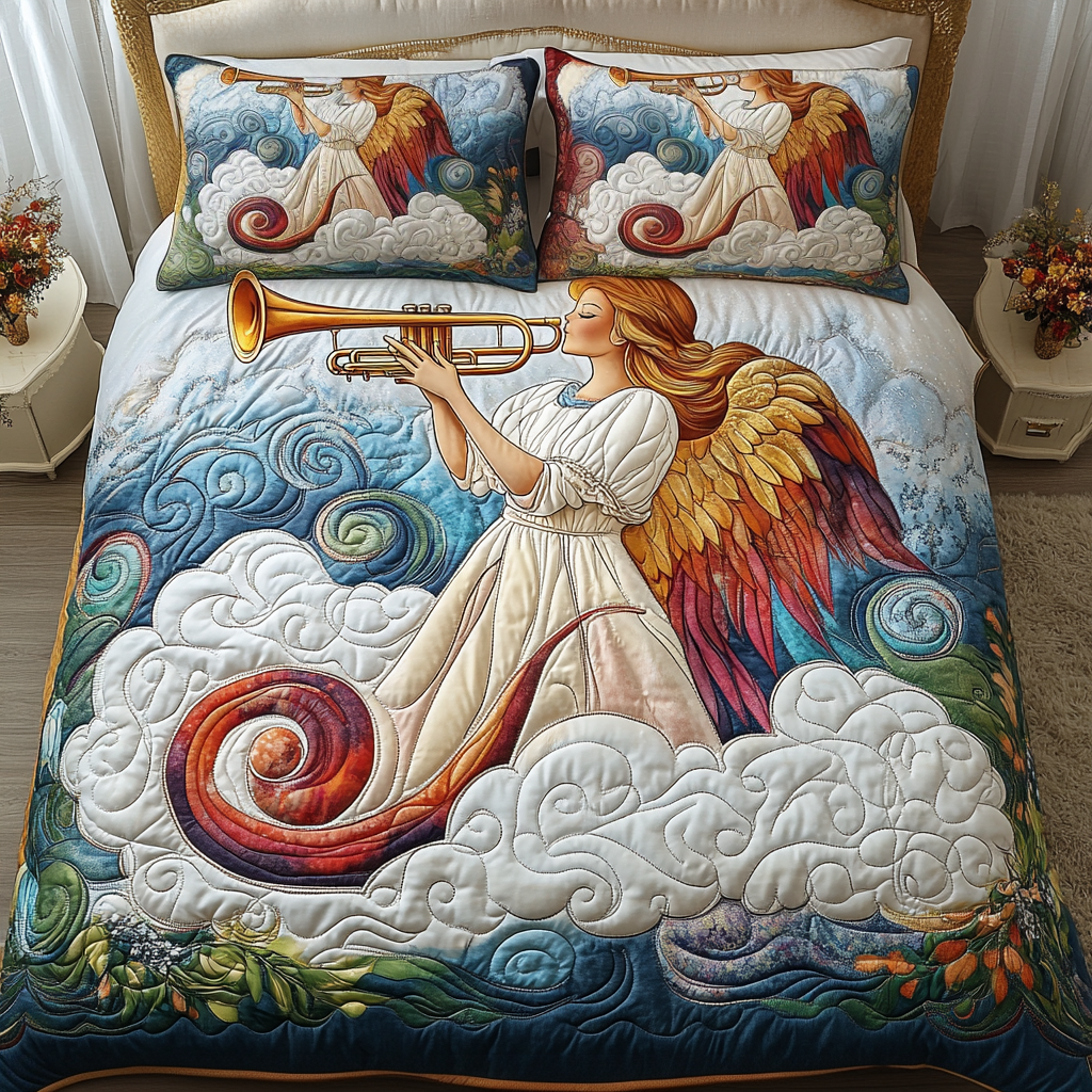 Christmas Angel Melody 3-Piece Quilted Bedding Set - Single (59" x 70")