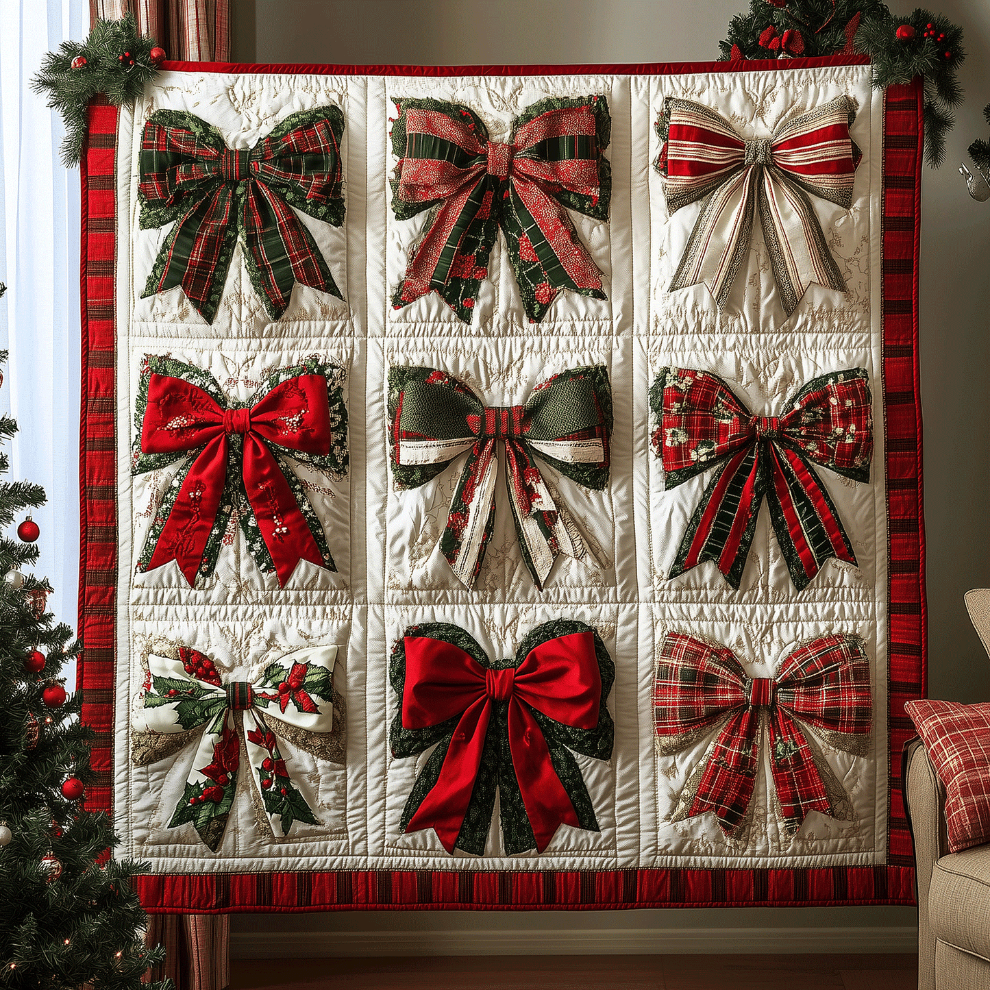 Christmas Elegance Bow Quilted Blanket - Baby (30" x 40")