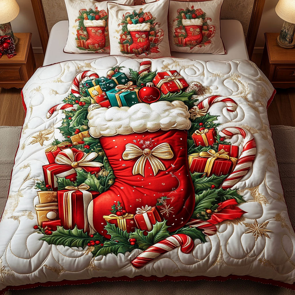 Christmas Eve 3-Piece Quilted Bedding Set - Single (59" x 70")