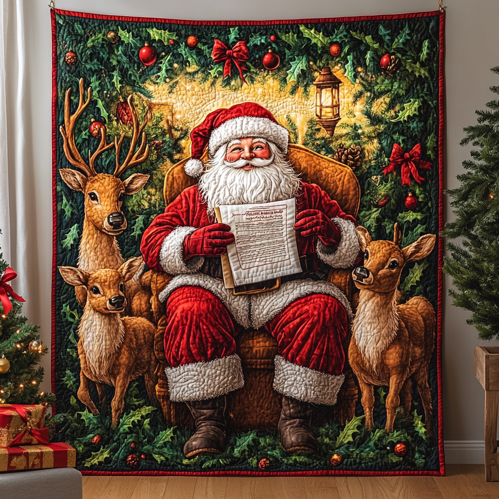 Christmas Eve Santa Quilted Blanket - Baby (30" x 40")