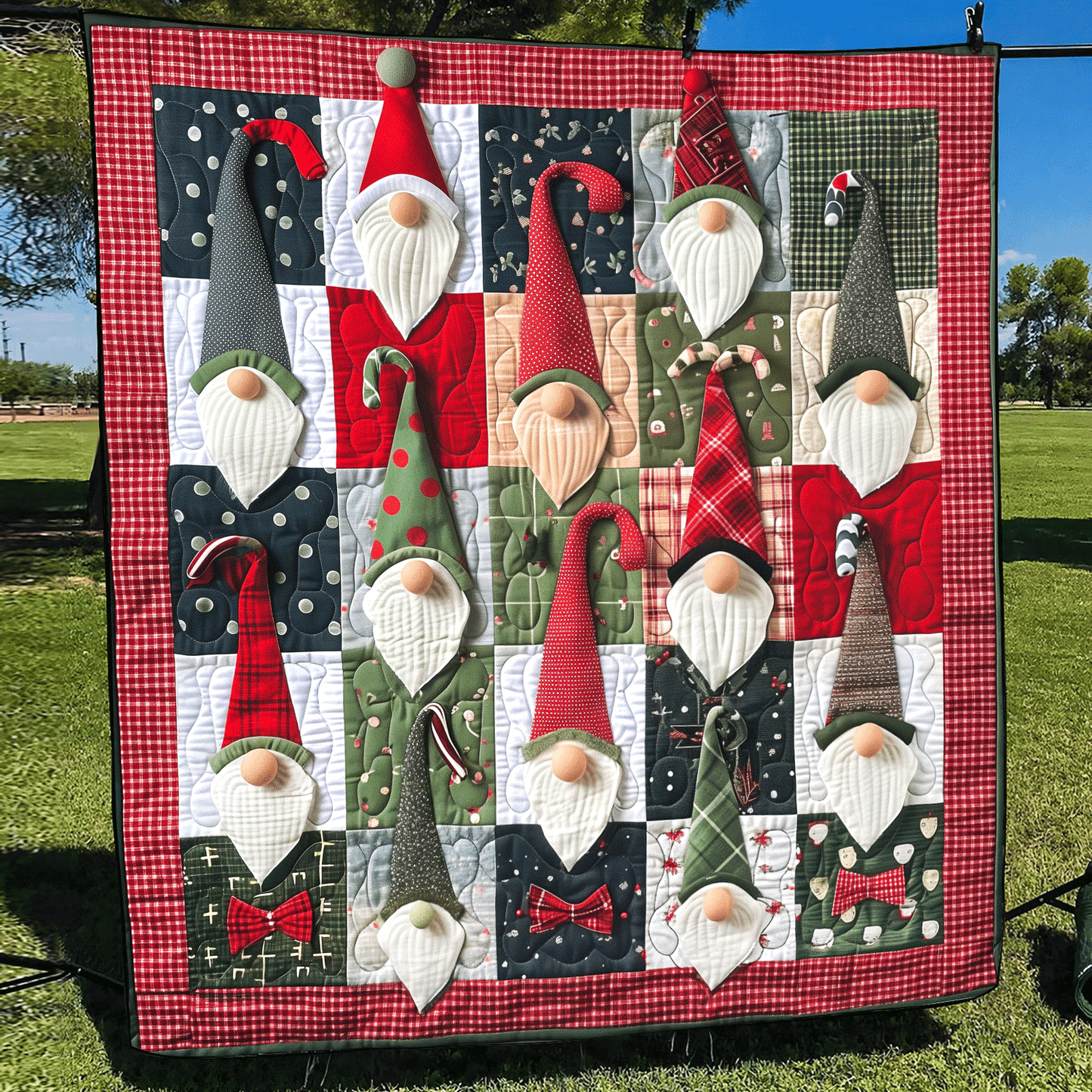 Christmas Gnome Quilted Blanket - Throw (55" x 60")