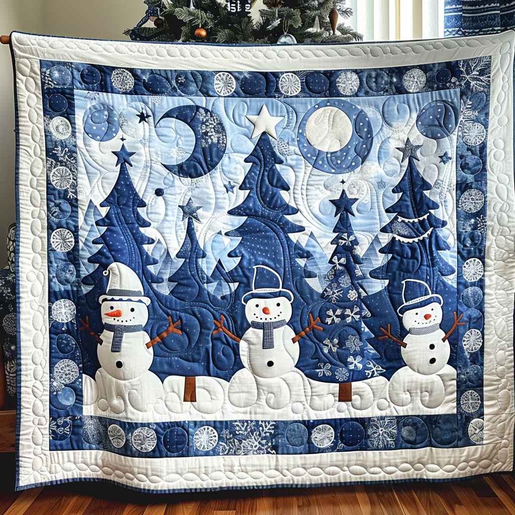 Christmas Snowman Quilted Blanket - Throw (55" x 60")