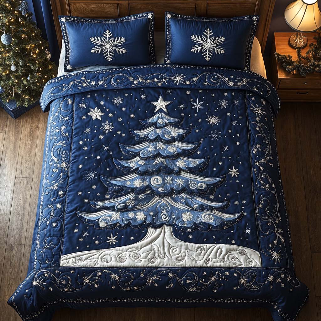 Christmas Tree 3-Piece Quilted Bedding Set - Single (59" x 70")