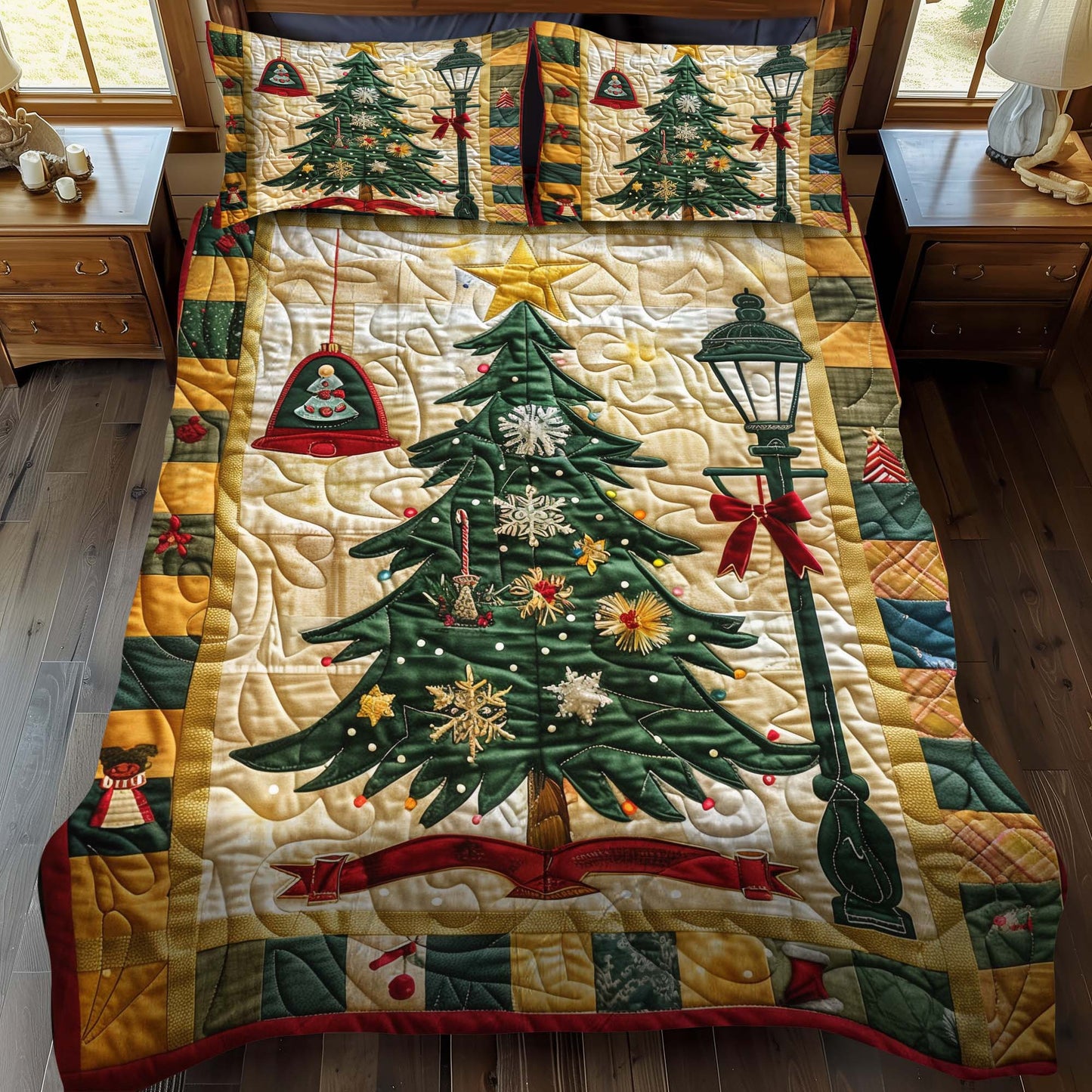 Christmas Trees Delight 3-Piece Quilted Bedding Set - Single (59" x 70")