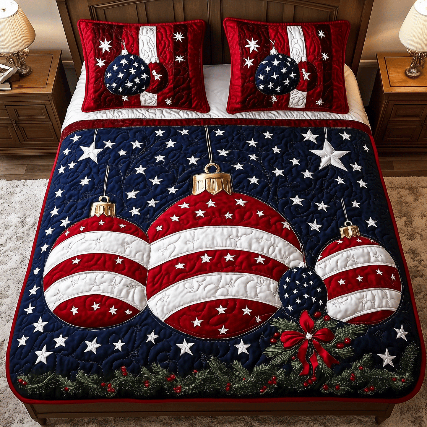 Christmas Victory 3-Piece Quilted Bedding Set - Single (59" x 70")