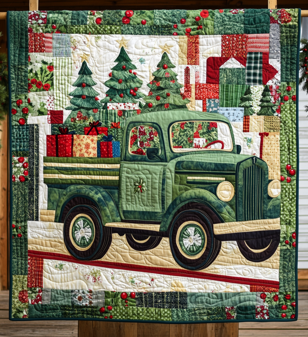 Christmas Carrier Quilted Blanket - Throw (55" x 60")