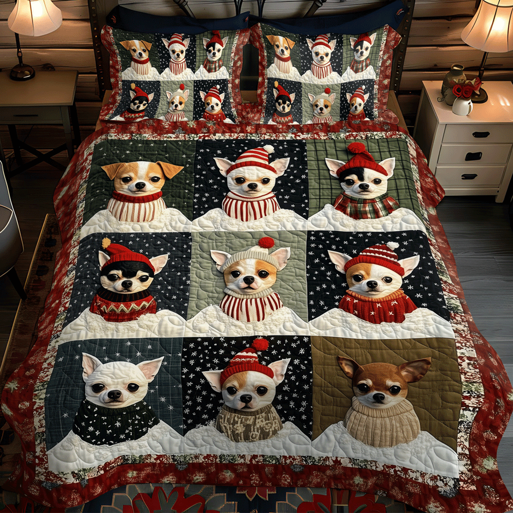 Christmas Chi Charm 3-Piece Quilted Bedding Set - Single (59" x 70")