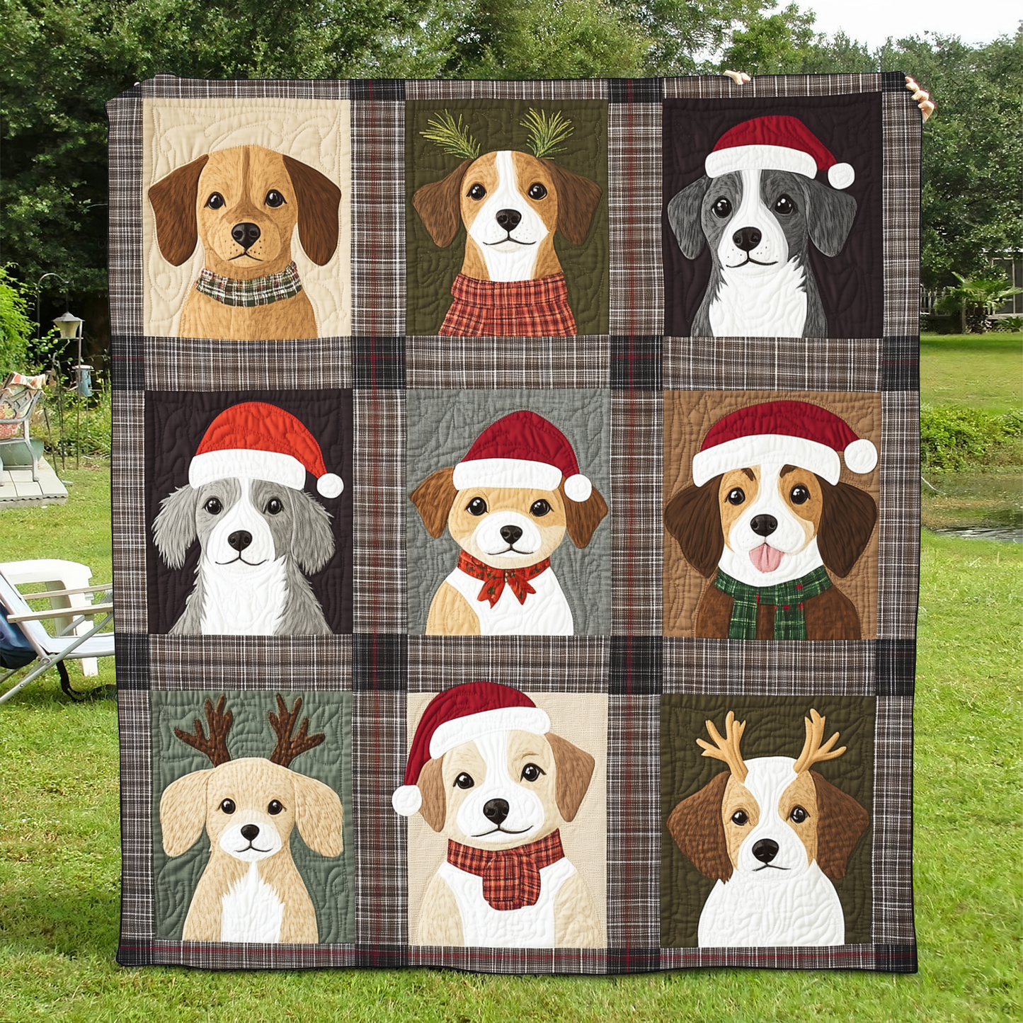 Christmas Dog Joy Quilted Blanket - Throw (55" x 60")