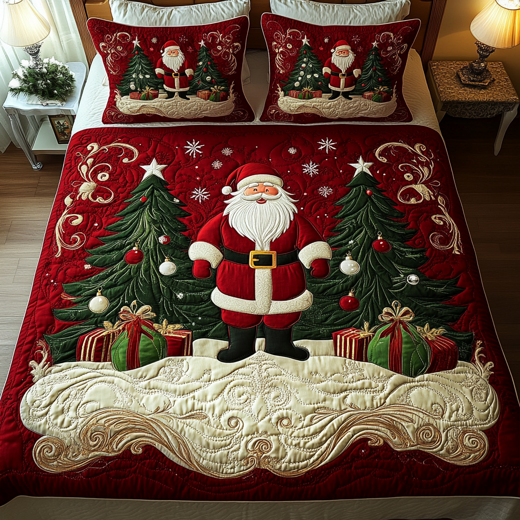 Christmas Eve 3-Piece Quilted Bedding Set - Single (59" x 70")