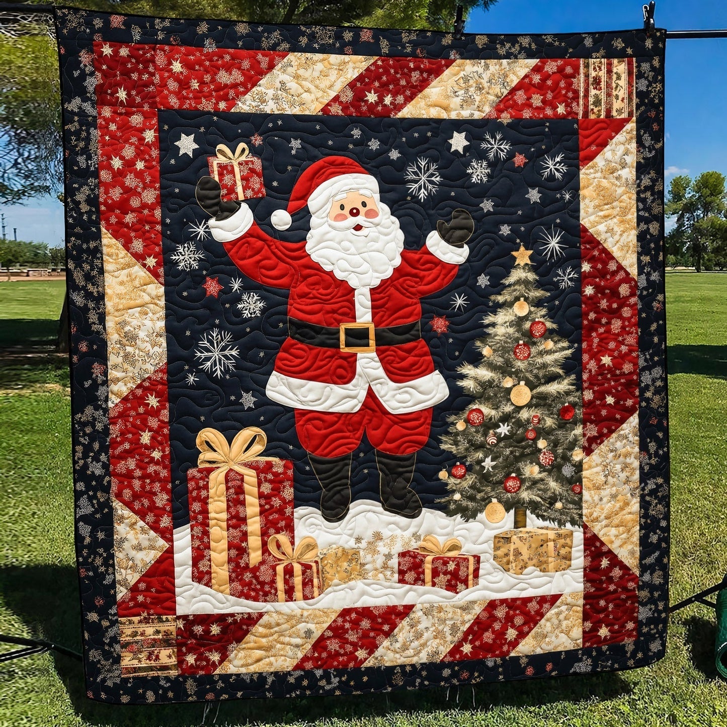 Christmas Eve Santa Quilted Blanket - Throw (55" x 60")