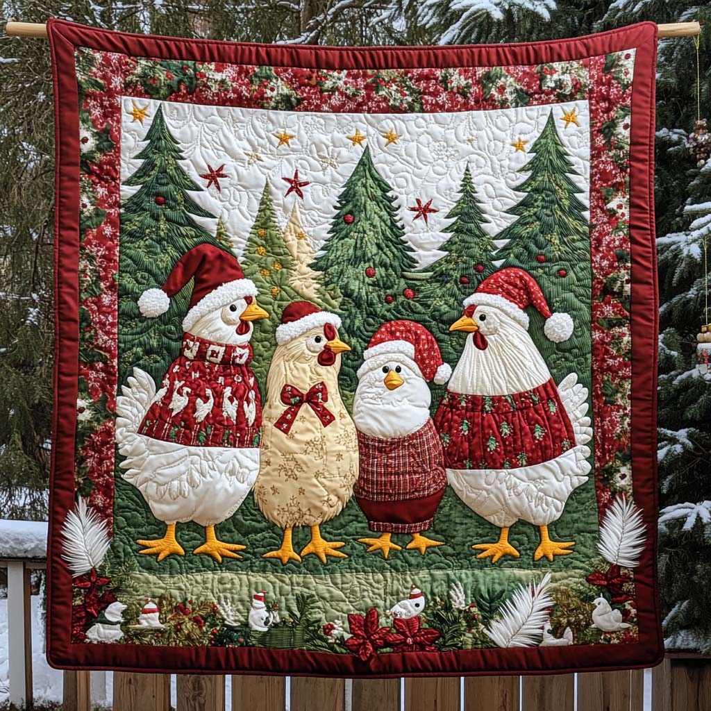 Christmas Gather Quilted Blanket - Throw (55" x 60")