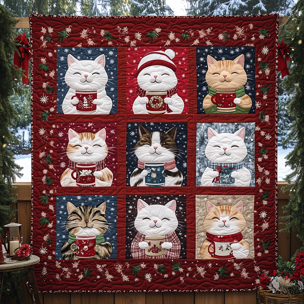 Christmas Paws Quilted Blanket - Throw (55" x 60")