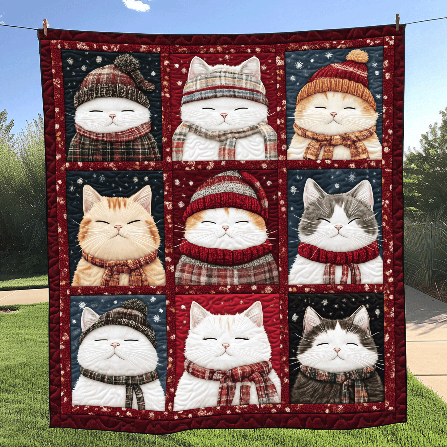 Christmas Paws Quilted Blanket - Throw (55" x 60")