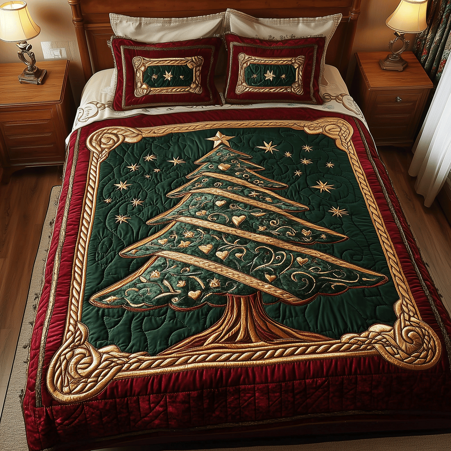 Christmas Pine Dreams 3-Piece Quilted Bedding Set - Single (59" x 70")
