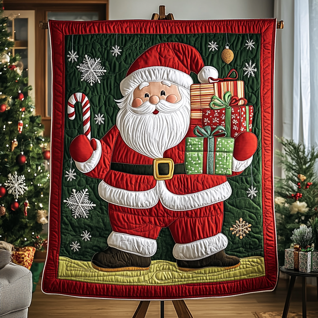 Christmas Santa Quilted Blanket - Throw (55" x 60")