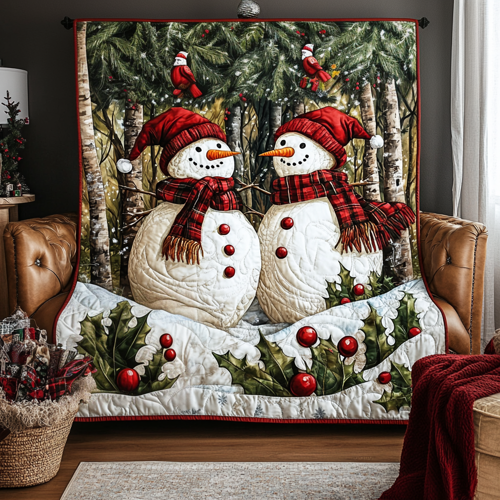 Christmas Snowfall Magic Quilted Blanket - Throw (55" x 60")