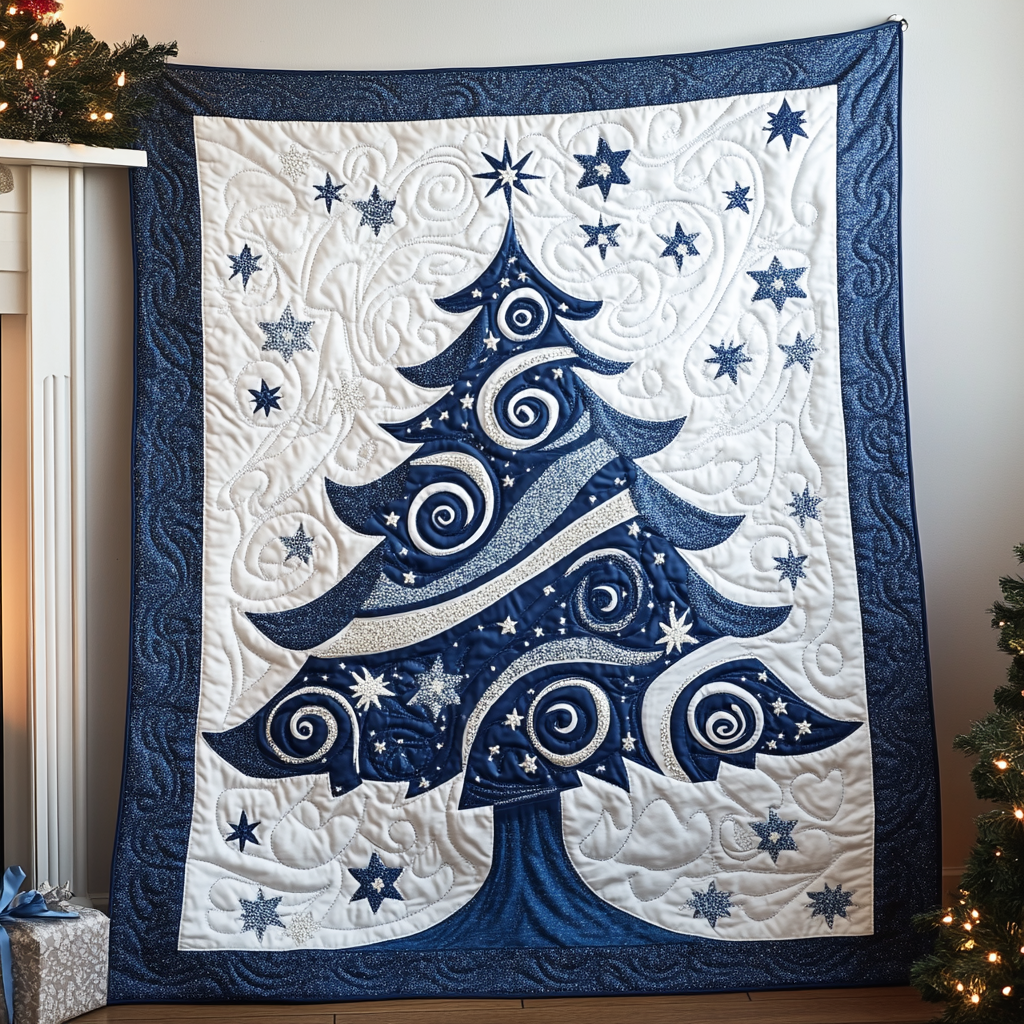 Christmas Swirl Quilted Blanket - Throw (55" x 60")
